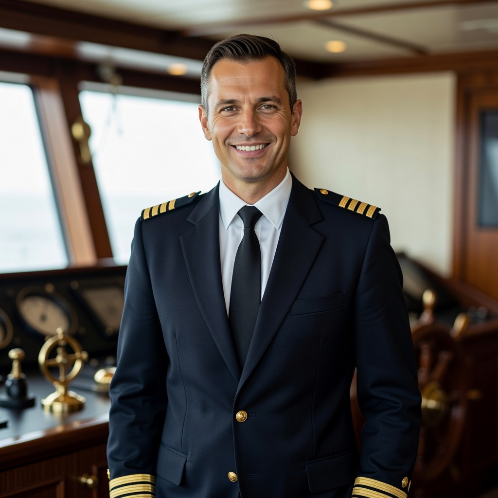 Author Marko Vlasic smiling in captain uniform
